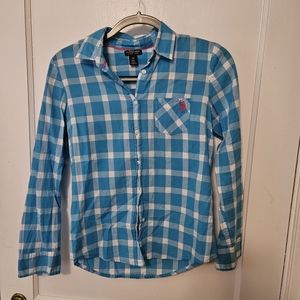 Blue plaid shirt